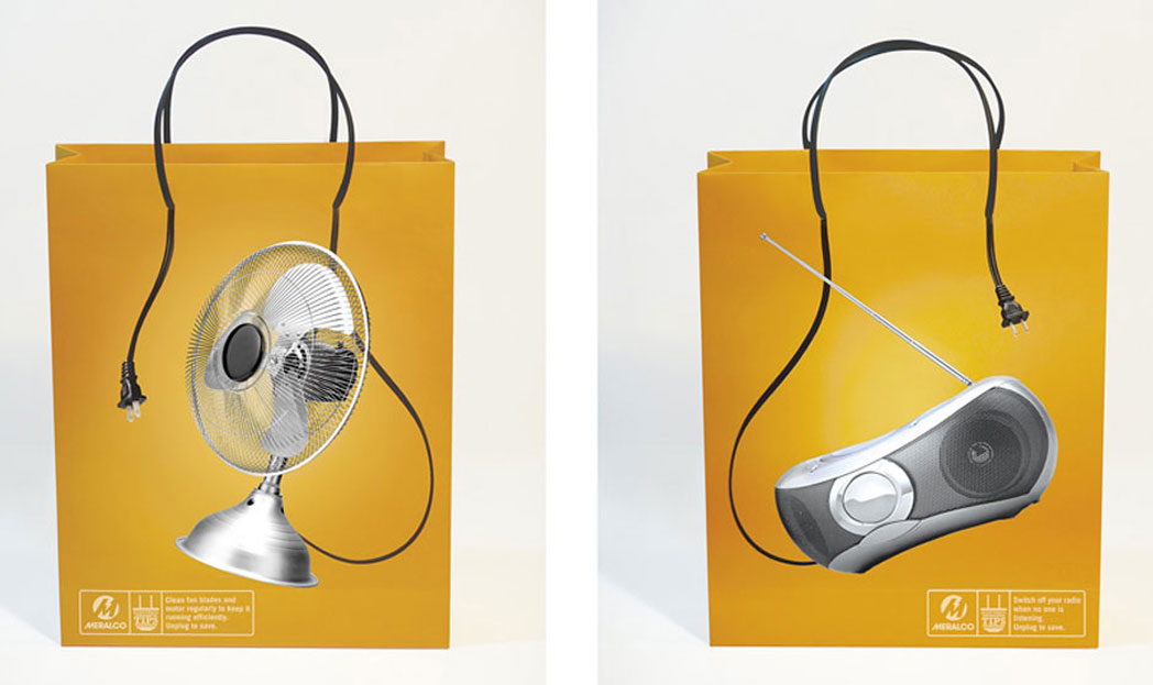 Sacolas criativas incentivando o consumo consciente de energia