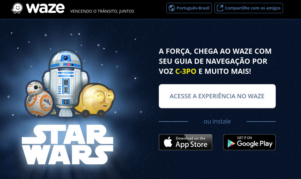 Star Wars: Vença o trânsito usando o waze, a força e o C3PO